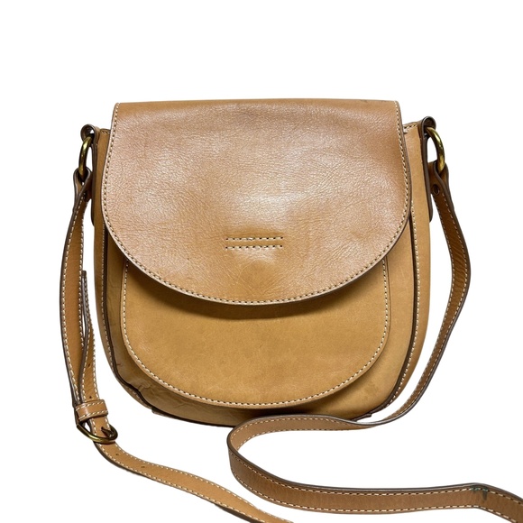 Frye Bag Tan Crossbody‎ Saddle Adjustable Strap Flap Leather - Picture 1 of 8